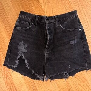 Agolde Black Distressed Denim Cutoff Shorts
